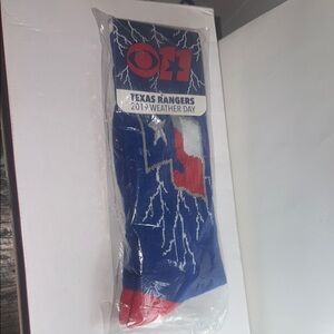 NEW Texas Rangers Weather Day Socks MLB Baseball CBS 11 2019 Weather Day SGA